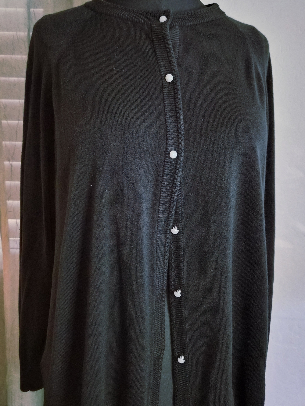 Mercer Street Studio Black Knit Cardigan w/ Faux Pearl Buttons #0269